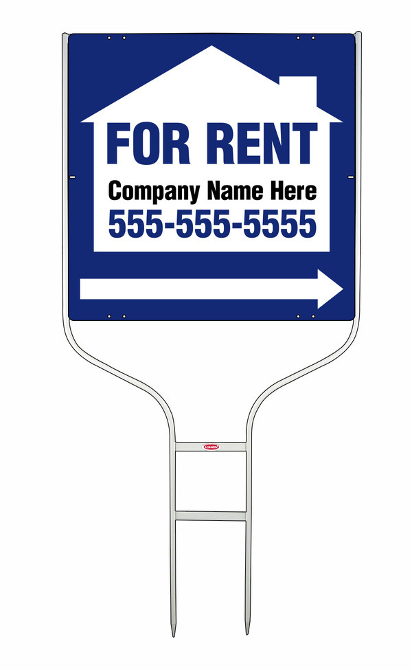 For Rent Round Rod Sign Units with Space for Company Name, 24h x 24w, White